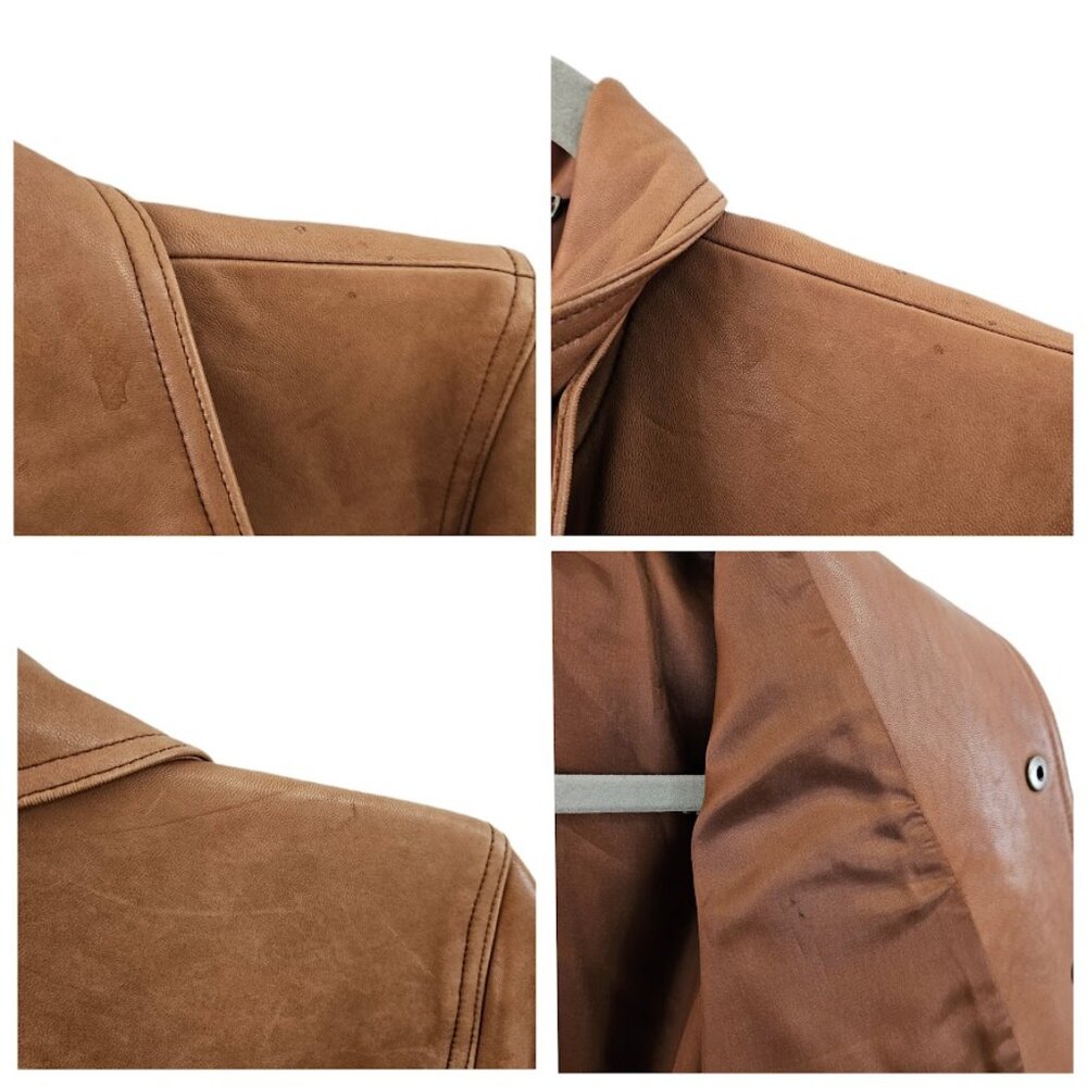 Vintage Lauren Ralph Lauren Leather Jacket Brown Tan S - Picture 7 of 14